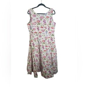Vintage 90s White and pink Floral Sleeveless Dress